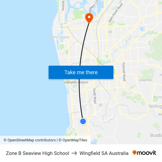 Zone B Seaview High School to Wingfield SA Australia map