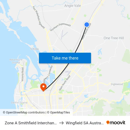 Zone A Smithfield Interchange to Wingfield SA Australia map