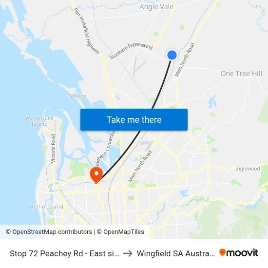 Stop 72 Peachey Rd - East side to Wingfield SA Australia map
