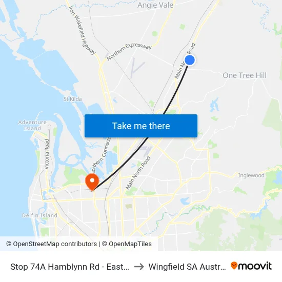 Stop 74A Hamblynn Rd - East side to Wingfield SA Australia map