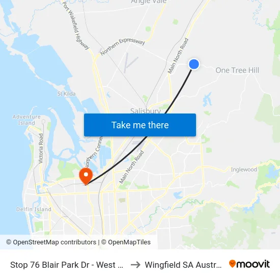 Stop 76 Blair Park Dr - West side to Wingfield SA Australia map