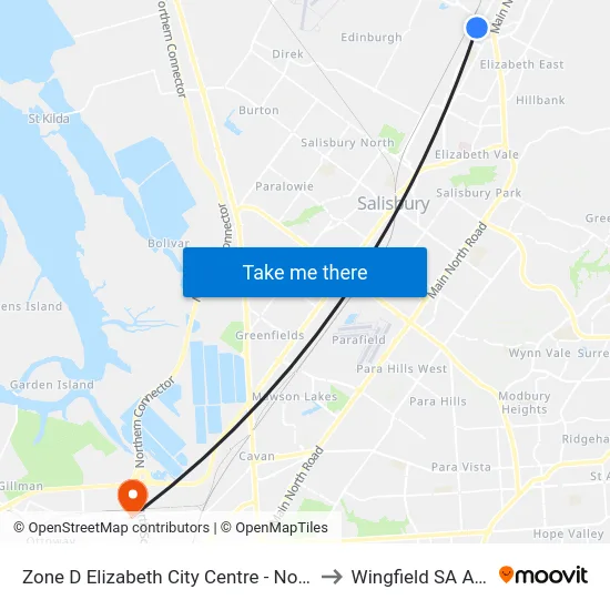 Zone D Elizabeth City Centre - North West side to Wingfield SA Australia map