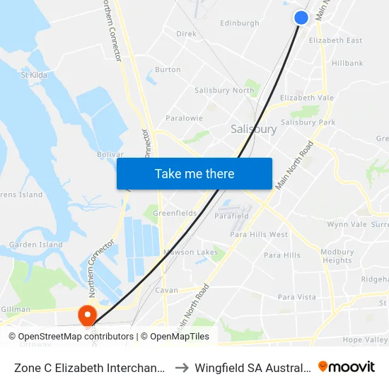 Zone C Elizabeth Interchange to Wingfield SA Australia map