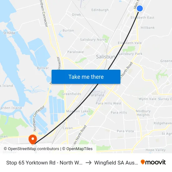 Stop 65 Yorktown Rd - North West side to Wingfield SA Australia map