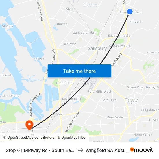 Stop 61 Midway Rd - South East side to Wingfield SA Australia map