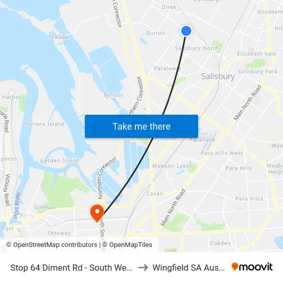 Stop 64 Diment Rd - South West side to Wingfield SA Australia map