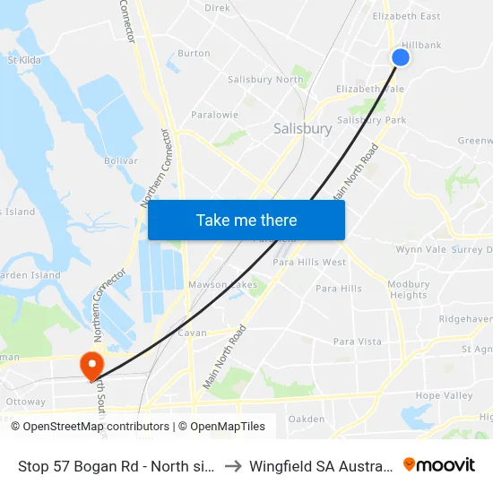 Stop 57 Bogan Rd - North side to Wingfield SA Australia map