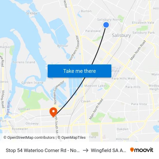Stop 54 Waterloo Corner Rd - North East side to Wingfield SA Australia map