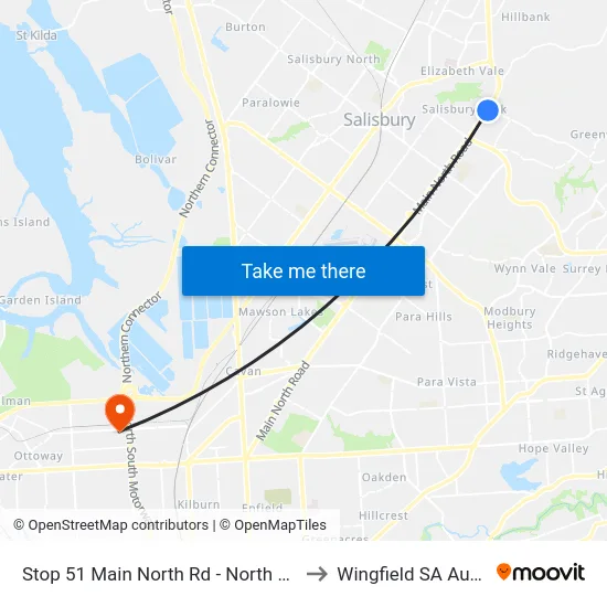 Stop 51 Main North Rd - North West side to Wingfield SA Australia map
