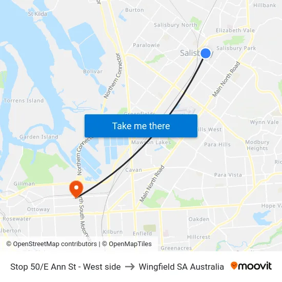 Stop 50/E Ann St - West side to Wingfield SA Australia map