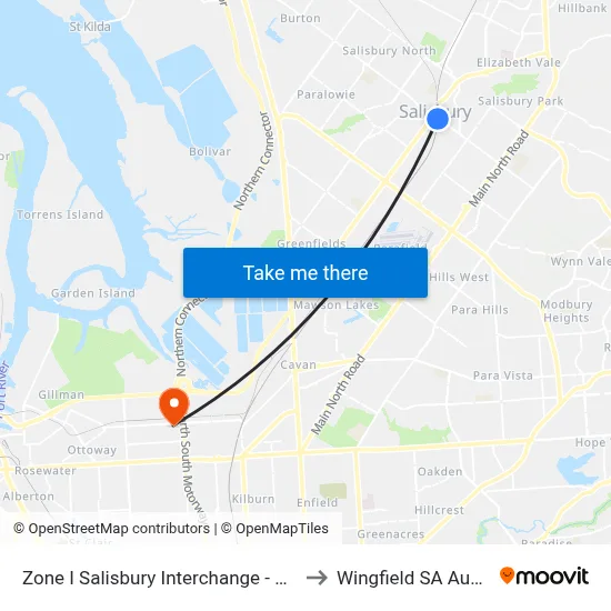 Zone I Salisbury Interchange - East Side to Wingfield SA Australia map