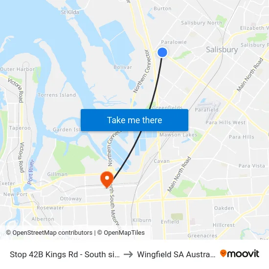 Stop 42B Kings Rd - South side to Wingfield SA Australia map
