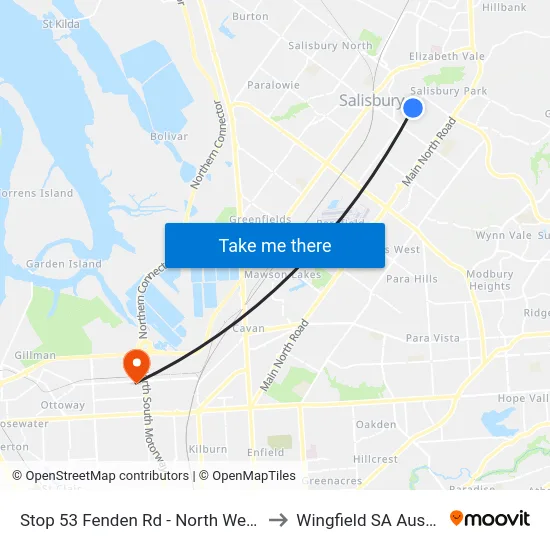 Stop 53 Fenden Rd - North West side to Wingfield SA Australia map