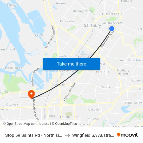 Stop 59 Saints Rd - North side to Wingfield SA Australia map