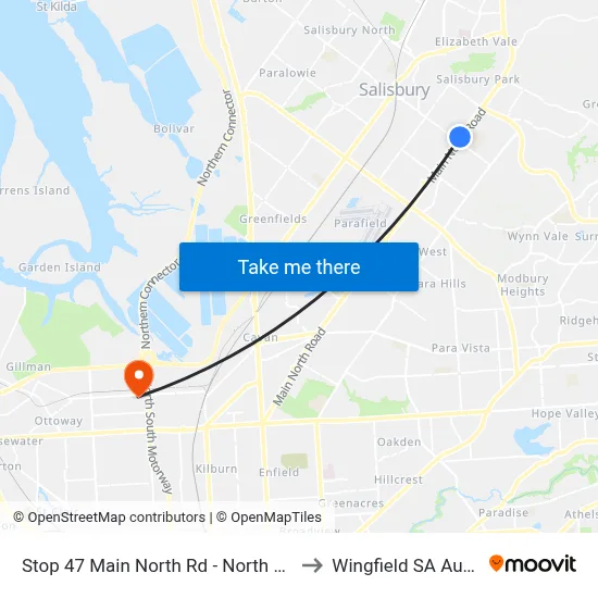 Stop 47 Main North Rd - North West side to Wingfield SA Australia map