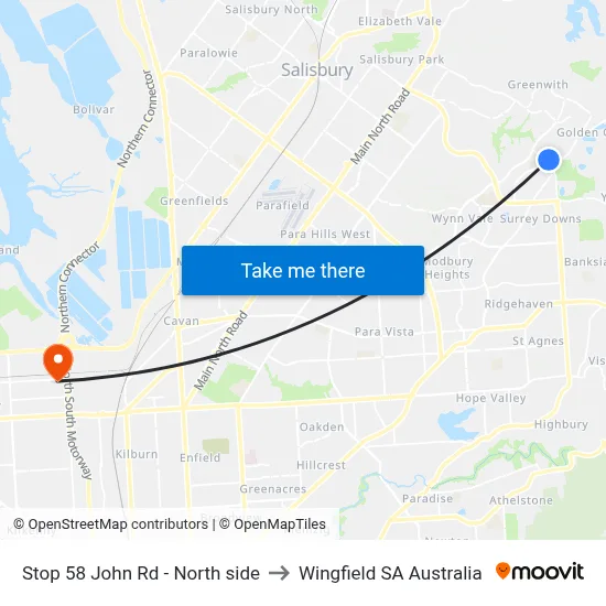 Stop 58 John Rd - North side to Wingfield SA Australia map
