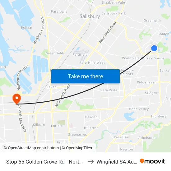 Stop 55 Golden Grove Rd - North West side to Wingfield SA Australia map