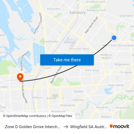 Zone D Golden Grove Interchange to Wingfield SA Australia map