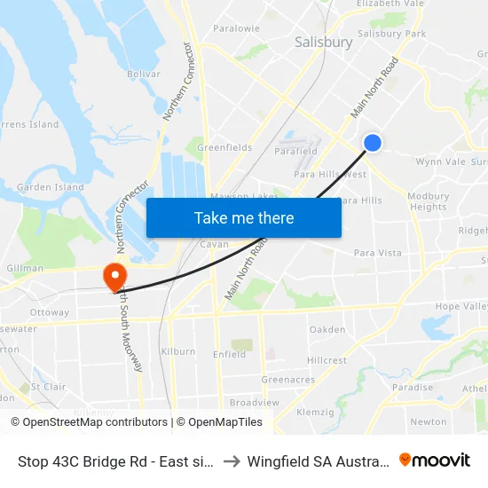 Stop 43C Bridge Rd - East side to Wingfield SA Australia map