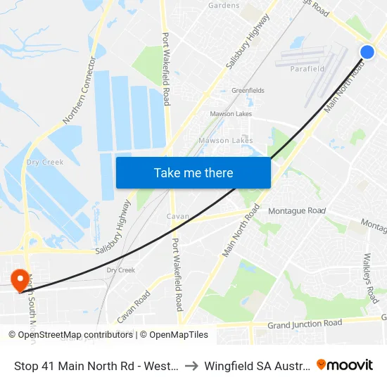 Stop 41 Main North Rd - West side to Wingfield SA Australia map