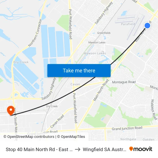 Stop 40 Main North Rd - East side to Wingfield SA Australia map
