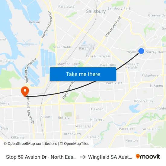Stop 59 Avalon Dr - North East side to Wingfield SA Australia map