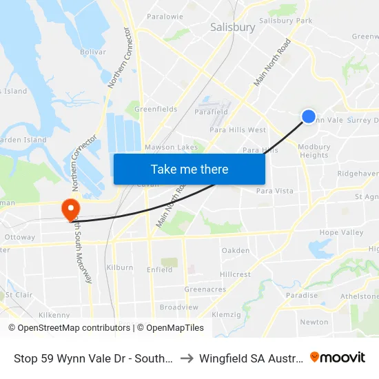 Stop 59 Wynn Vale Dr - South side to Wingfield SA Australia map