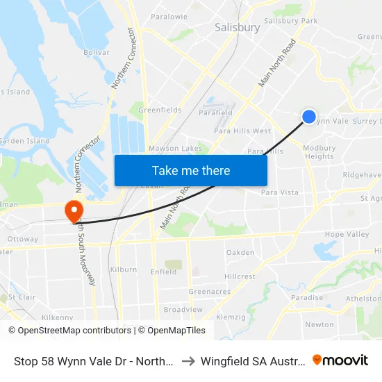 Stop 58 Wynn Vale Dr - North side to Wingfield SA Australia map