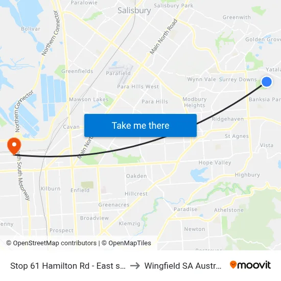 Stop 61 Hamilton Rd - East side to Wingfield SA Australia map