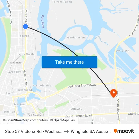 Stop 57 Victoria Rd - West side to Wingfield SA Australia map
