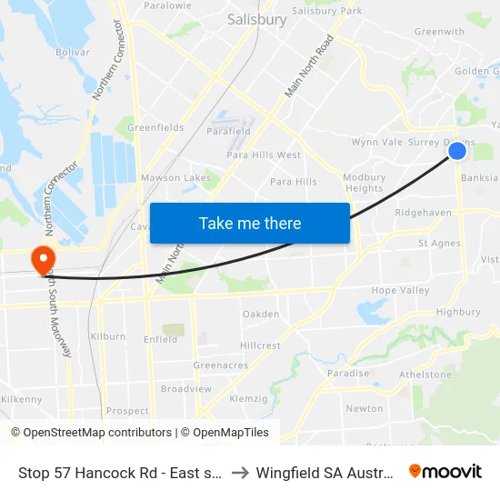 Stop 57 Hancock Rd - East side to Wingfield SA Australia map
