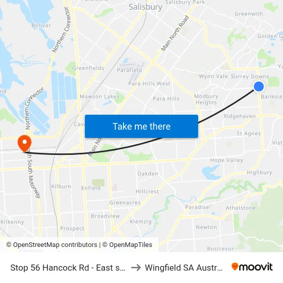 Stop 56 Hancock Rd - East side to Wingfield SA Australia map