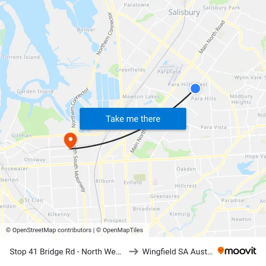 Stop 41 Bridge Rd - North West side to Wingfield SA Australia map