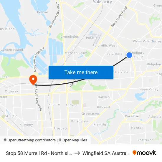 Stop 58 Murrell Rd - North side to Wingfield SA Australia map