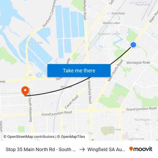 Stop 35 Main North Rd - South East side to Wingfield SA Australia map