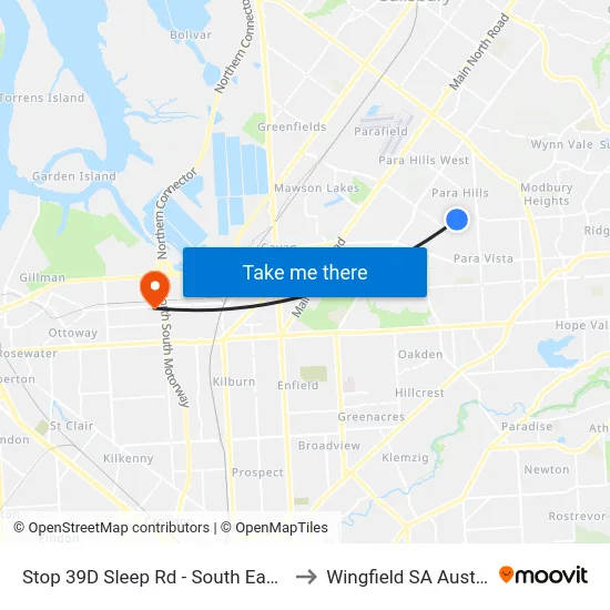 Stop 39D Sleep Rd - South East side to Wingfield SA Australia map