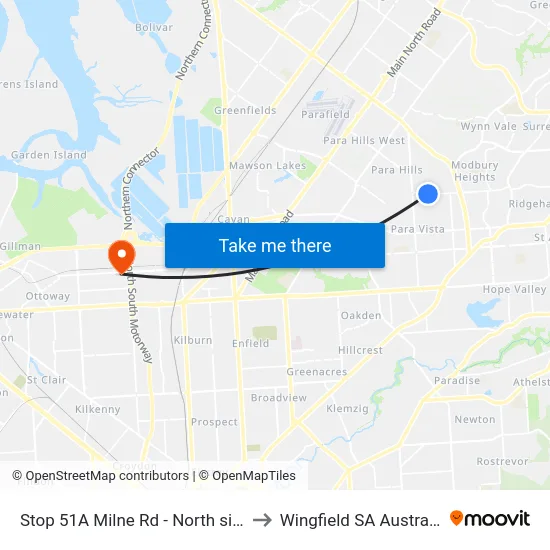 Stop 51A Milne Rd - North side to Wingfield SA Australia map
