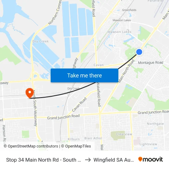 Stop 34 Main North Rd - South East side to Wingfield SA Australia map