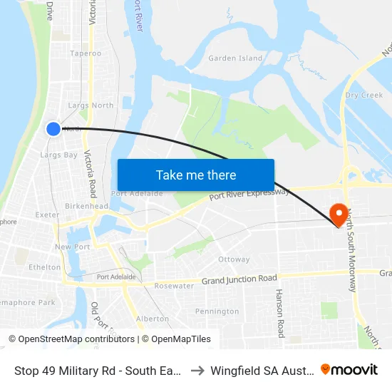 Stop 49 Military Rd - South East side to Wingfield SA Australia map