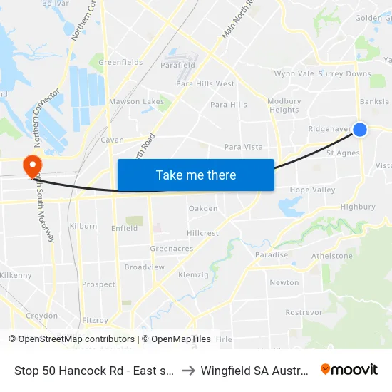 Stop 50 Hancock Rd - East side to Wingfield SA Australia map