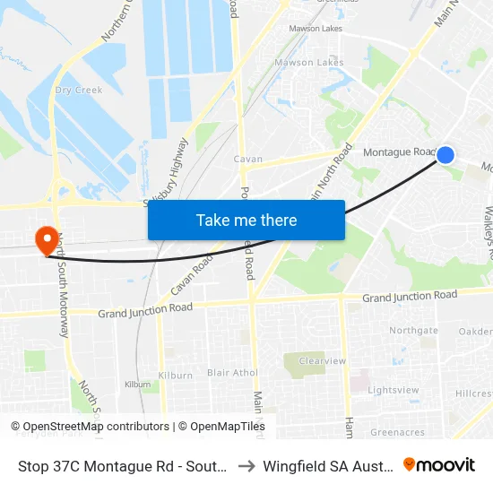 Stop 37C Montague Rd - South side to Wingfield SA Australia map