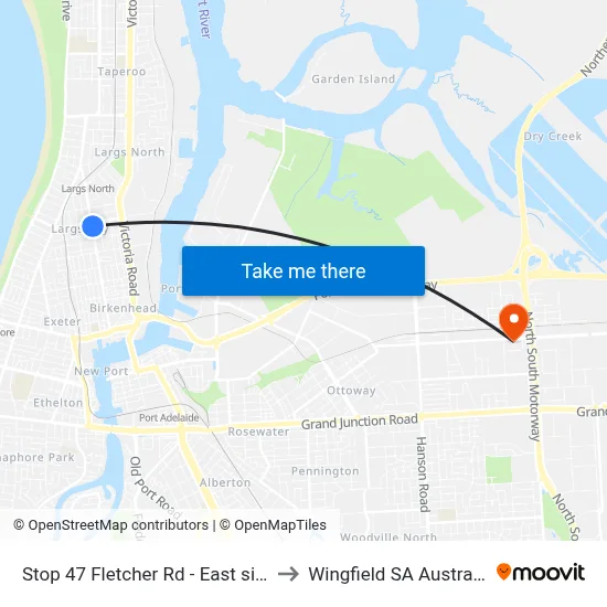 Stop 47 Fletcher Rd - East side to Wingfield SA Australia map