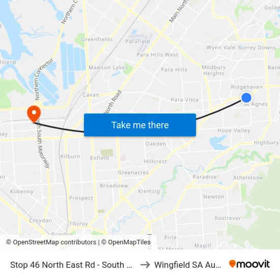 Stop 46 North East Rd - South East side to Wingfield SA Australia map