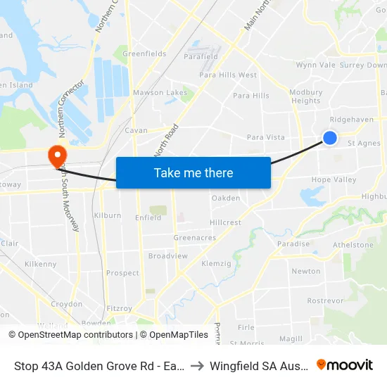 Stop 43A Golden Grove Rd - East side to Wingfield SA Australia map