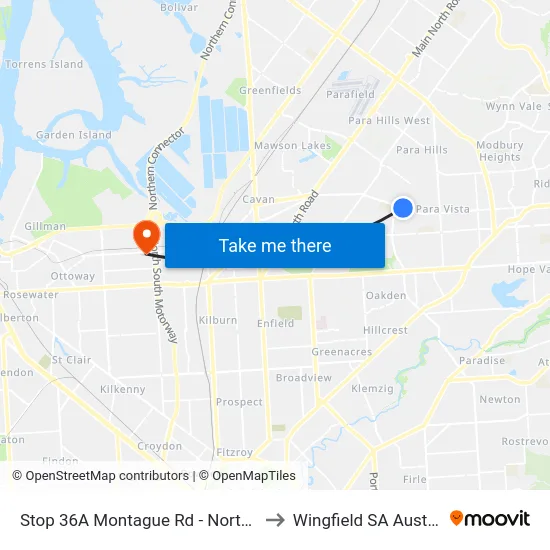 Stop 36A Montague Rd - North side to Wingfield SA Australia map