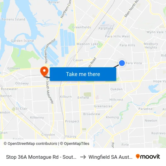 Stop 36A Montague Rd - South side to Wingfield SA Australia map