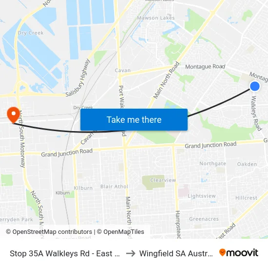 Stop 35A Walkleys Rd - East side to Wingfield SA Australia map