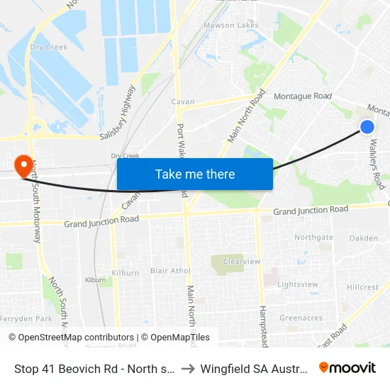 Stop 41 Beovich Rd - North side to Wingfield SA Australia map