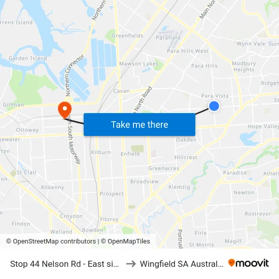 Stop 44 Nelson Rd - East side to Wingfield SA Australia map