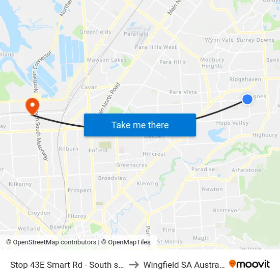 Stop 43E Smart Rd - South side to Wingfield SA Australia map